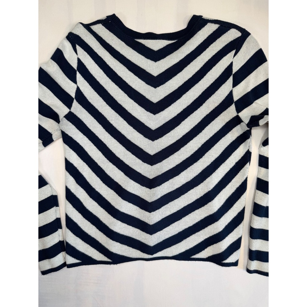 Desigual Navy Blue White Striped Heart Cutout Long Sleeve Sweater Large - Picture 9 of 10